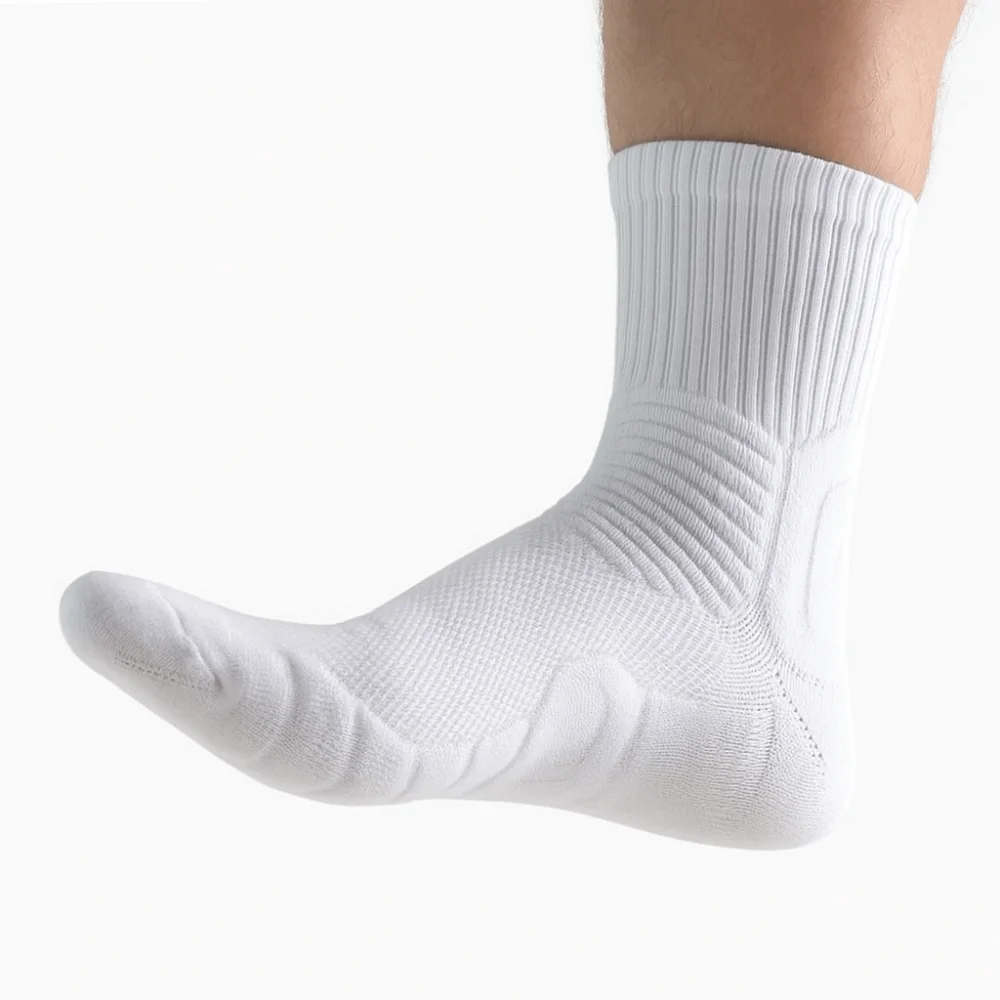 

6 пар белых и черных баскетбольных носков, дышащие утолщенные компрессионные носки, износостойкие нескользящие носки до середины икры для пешего туризма