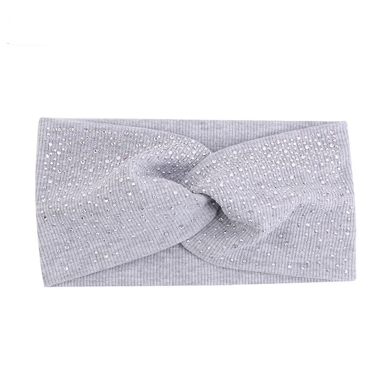 Hot Fix Rhinestone Hair Bands Cotton Yoga Headbands Front Cross Headwrap Women Headbands Headpiece Headwrap Turban Headwear