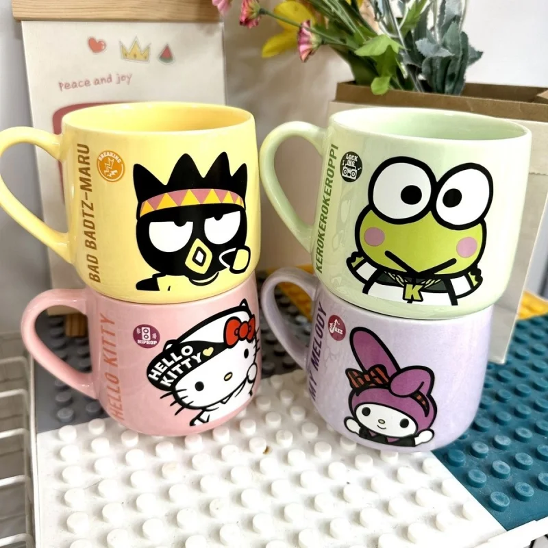 

450ML Sanrio Kawaii Hello Kitty Cup Cute Cartoon Big Belly Ceramic Cup My Melody Mug Breakfast Cup Water Cup Girls for Gifts