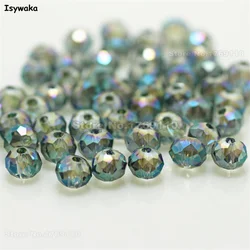 Isywaka Hot Green Color 4*6mm 50pcs Rondelle Austria faceted Crystal Glass Bead Loose Round Beads for Jewelry Making