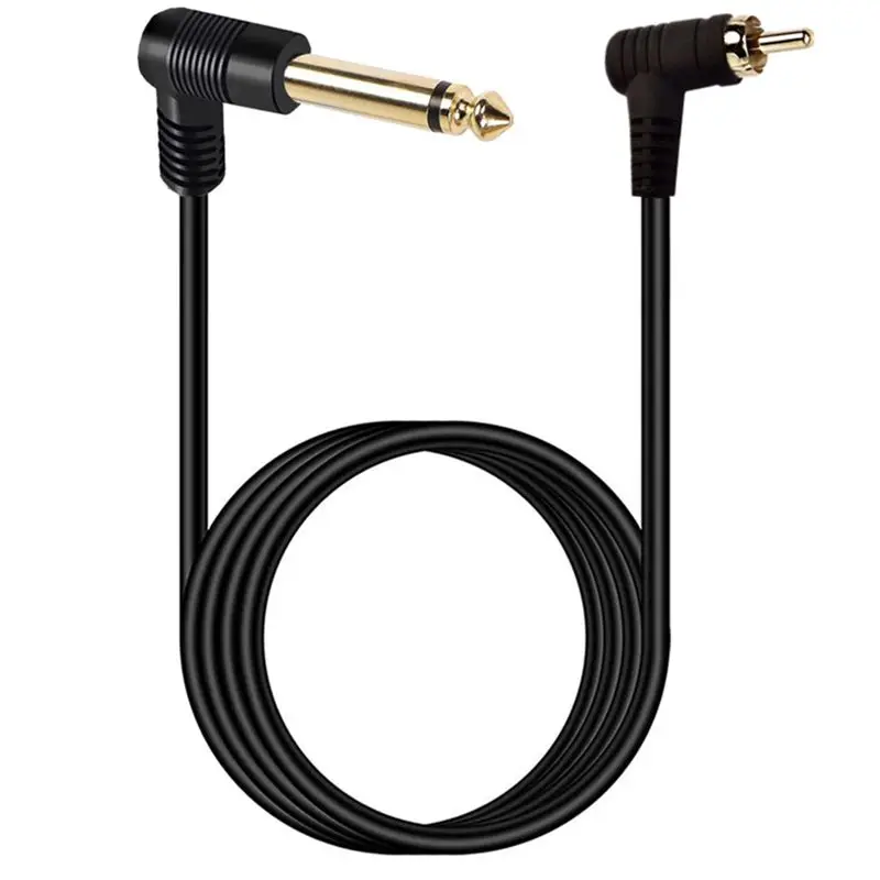 Cable de Audio de 2m, Chapado en Oro, Cobre Puro, Conector RCA Macho a Conector Mono Macho de 6.35mm, Ángulo Recto de 90 Grados, para Mezclador de Altavoces