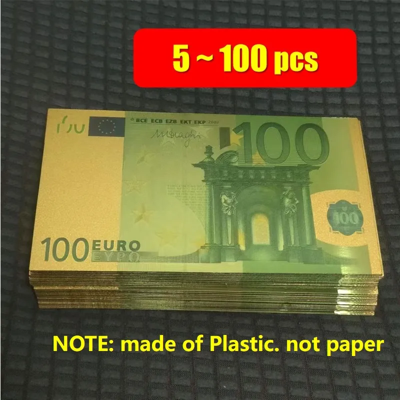 5~100pcs Plastic 100 Euro Bills Fake Money Plastic European Banknote Gold Foil 100 Euro Banknotes Gifts Collection