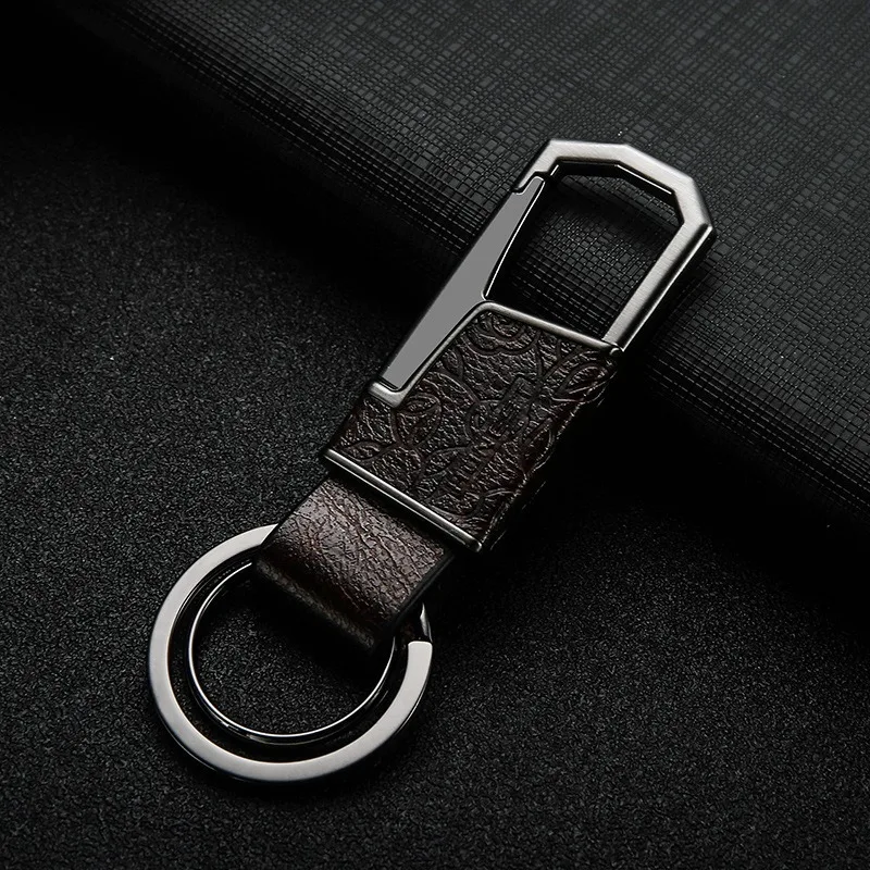 Luxury Car Key Chain Clip ，Leather Embossing Key Chain with Heavy Duty Car Keychain for Men and Women-Black Gift Accessories