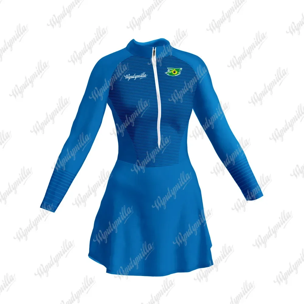Wyndymilla Cycling Skirt Feminino Saia Bike Flor Triathlon Long Sleeve Cycling Jersey Skirt Dress Bodysuit Ciclismo Vestidinho