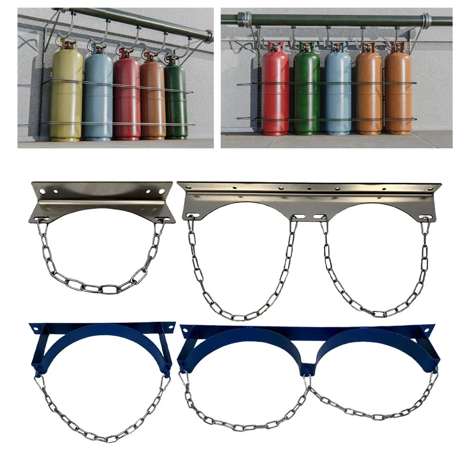 

Gas Cylinder Bracket Sturdy Wall-hung Hold 1 or 2 Bottle Gas Bottle Rack Supporter for Household Restaurant Rvs Propane Cylinder