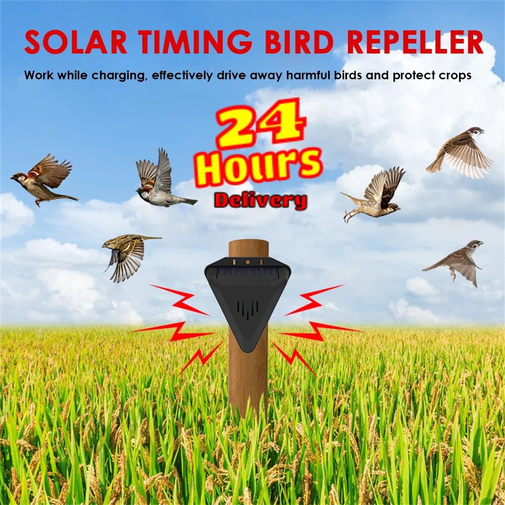 Solar Alarm Bird Repeller Animal Repellent Outdoor Drive Away Wild Animals Waterproof Alarm Security Protection Garden Farm