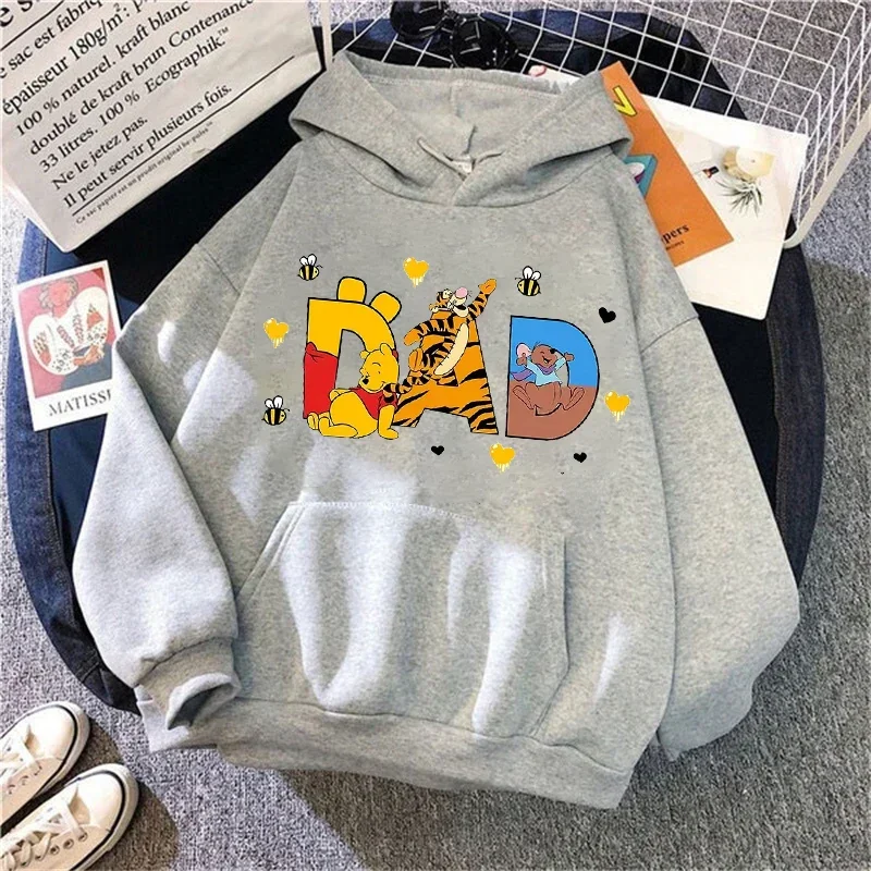 Disney Cartoon  DAD MOM Letters Graphic Hoodies Fashion Women Casual Hoodies Autumn Winter Harajuku Tops Simple Sweatshirts