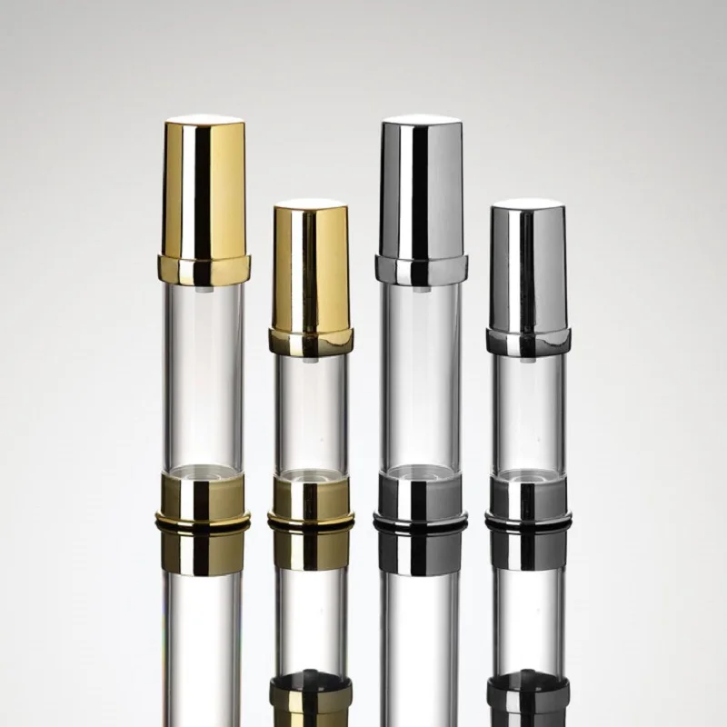 

10ML airless bottle clear body silver/gold bottom/top for serum/lotion/emulsion/foundation/sample bottle/pump bottle packing