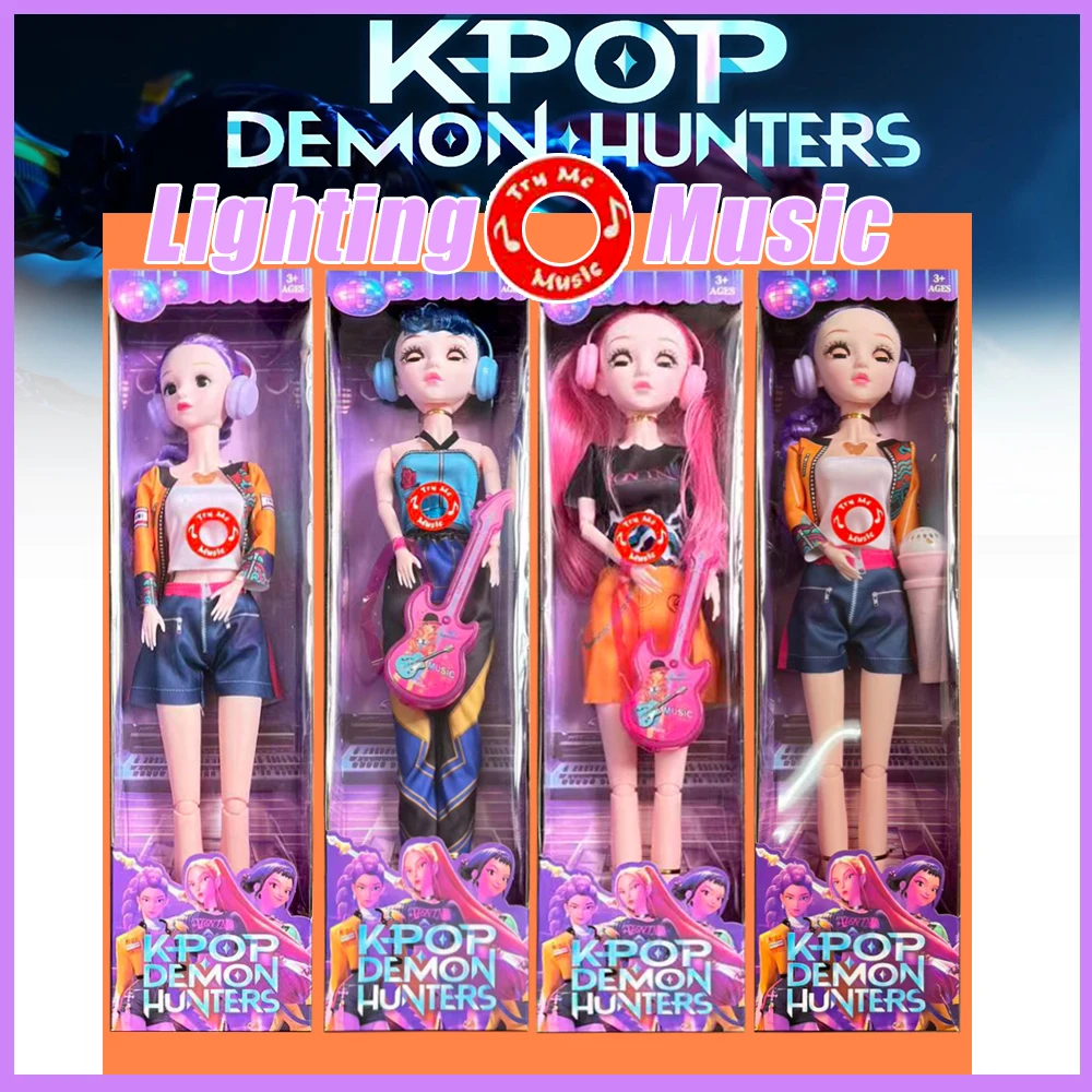 

22in with Lights/music KPOP Demon Hunters Character Doll Toy Rumi Mira Zoey Decoration Girl Kids Xmas Suprise Gifts