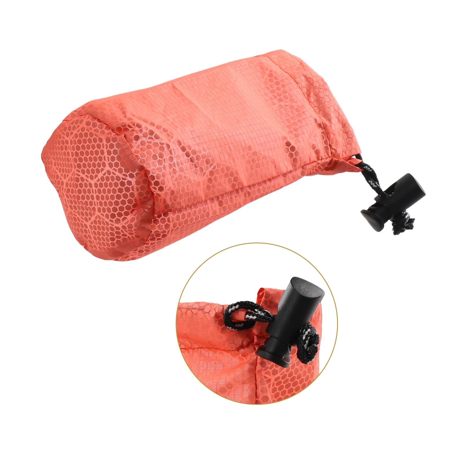 Heat-reflective Nylon Plaid Storage Bag 13*6cm Outdoor Portable Folding Sleeping Bag Clothing Compression Drawstring Storage Bag