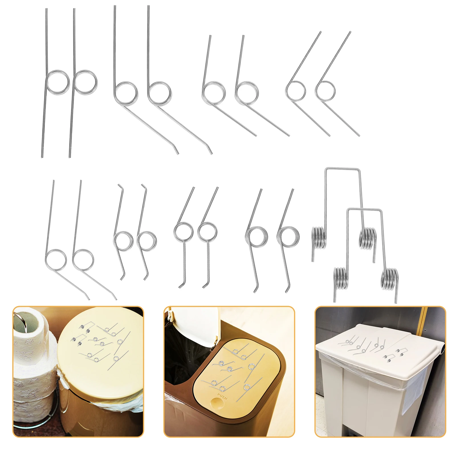 

18pcs Trash Spring Metal Replacement For Garbage Bucket Lid Repair Small Trash Can Lid Torsional Spring Torsional Springs