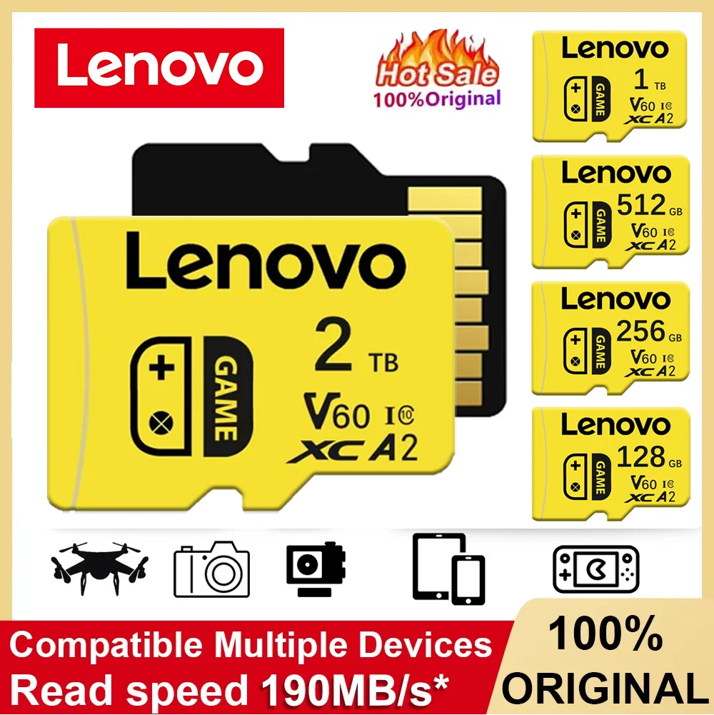 Lenovo 2TB Memory Card 1TB Class 10 High Speed U3 A2 Memory Flash Card 128GB TF Card 256GB 512GB Micro TF SD Card For Dash Cam