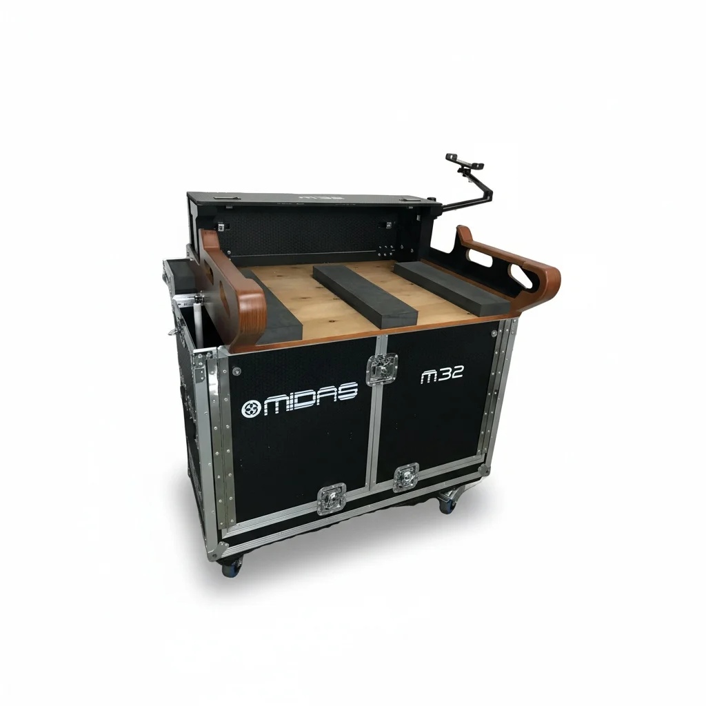 

DJ Mixer Flight Case for Midas M32, 3/8 inch Plywood Road Case with Doghouse, Heavy Duty Flip Over Case for DJ Booth Transport