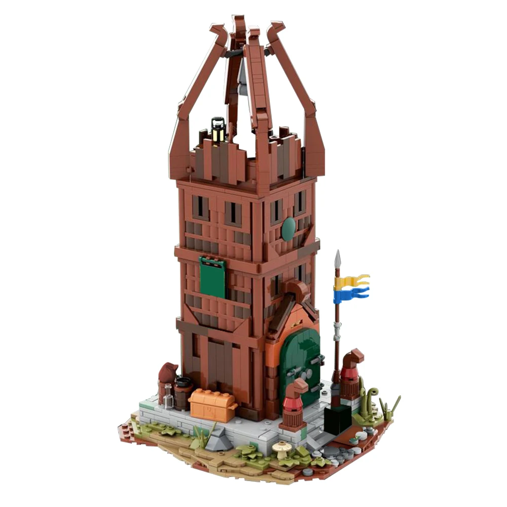 Gobricks MOC Rohan Watchtower Middle-Earth Building Block set Medieval Street View Bell Tower Architecture Brick Toys Kids Gift