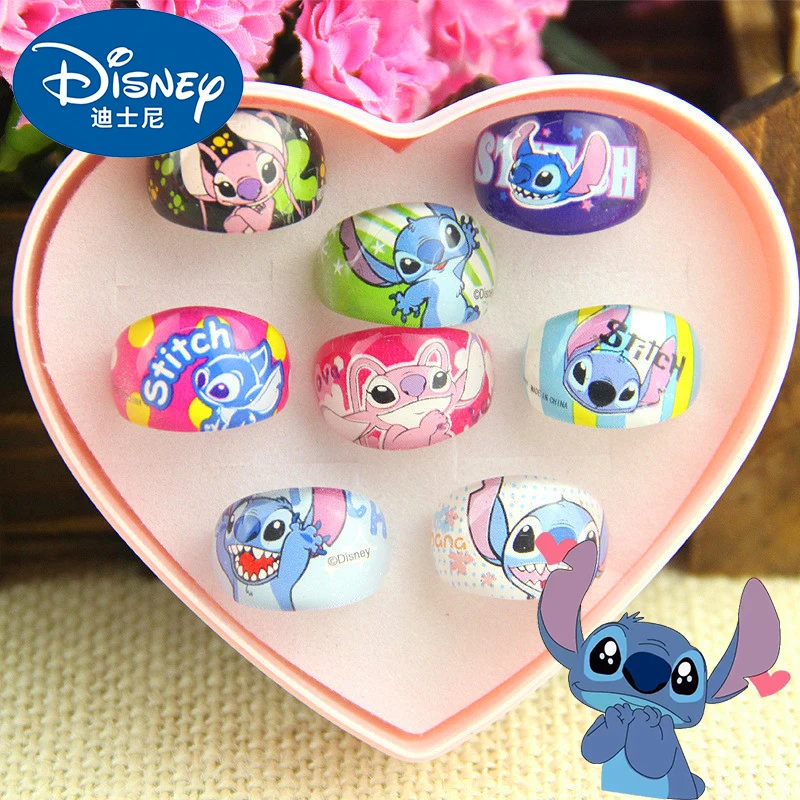 Disney Anime Stitch Ring Kawaii Mickey Mouse Frozen Acrylic Ring Cartoon Children Hand Jewelry Accessories Gifts