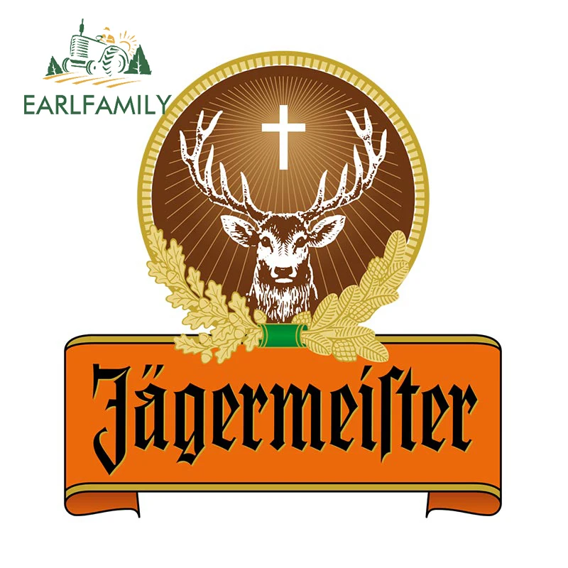 EARLFAMILY 13cm x 11.8cm Car Stickers for Jaegermeister Motorcycle Car Accessories Decal Waterproof Windshield Sunscreen RV