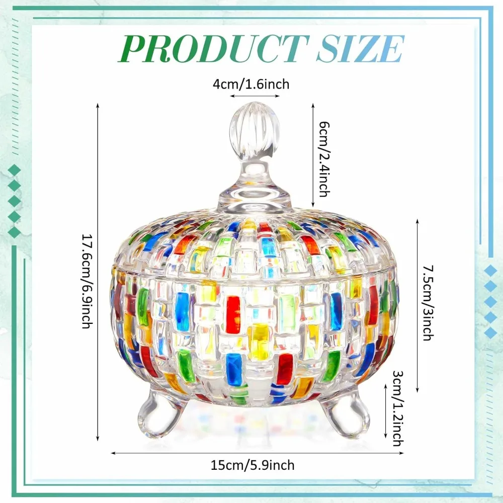 

2 шт., большая стеклянная банка для конфет на 24 унции с крышкой, рождественская хрустальная миска для конфет, декоративный контейнер для угощений для кухни, свадьбы, вечеринки