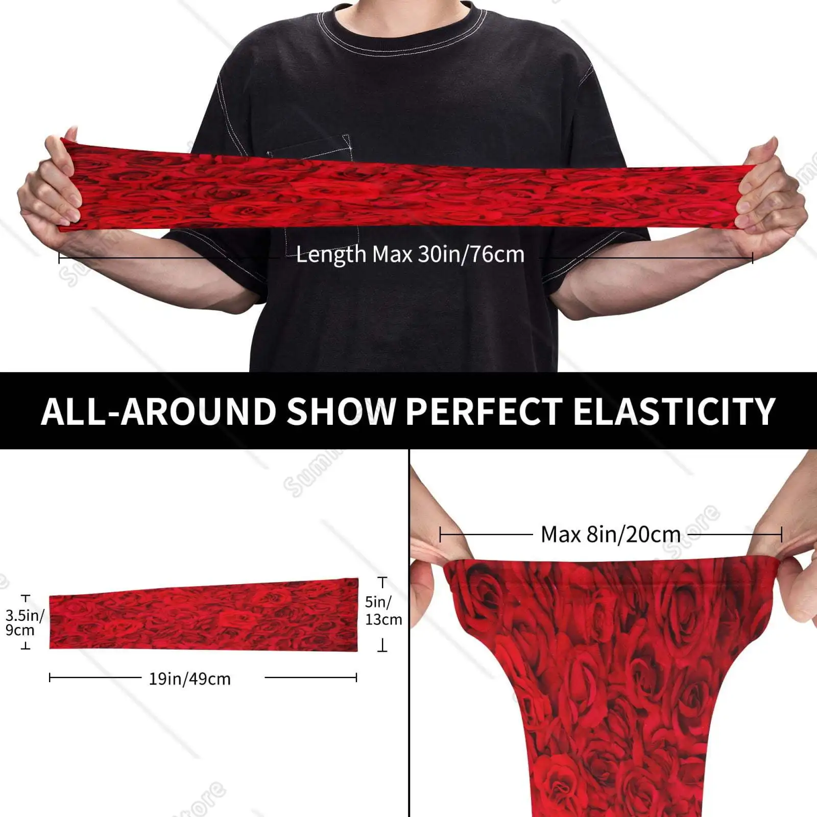 Mangas refrescantes Red Rose para hombres, manguitos de brazo, funda de protección solar UV para cubrir con silicona antideslizante