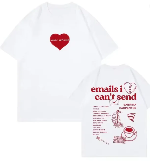 New Sabrina Carpenter Emails I Can't Send T-shirt Album Tour Crewneck Short Sleeve Tee Men Women Streetwear
