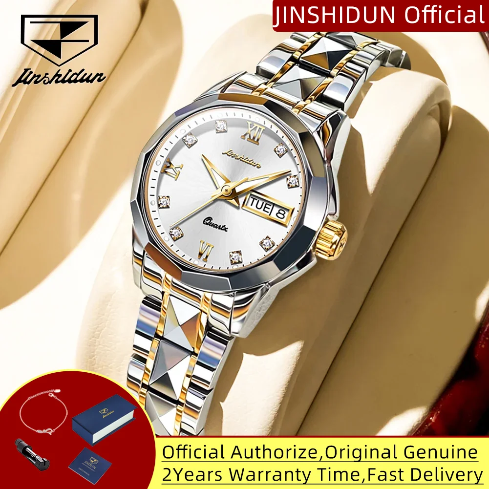 

JSDUN 8813 Original Quartz Women Watches Dual Calendar Diamond Scale Sapphire Mirror Waterproof High Quality Luxury Ladies Watch