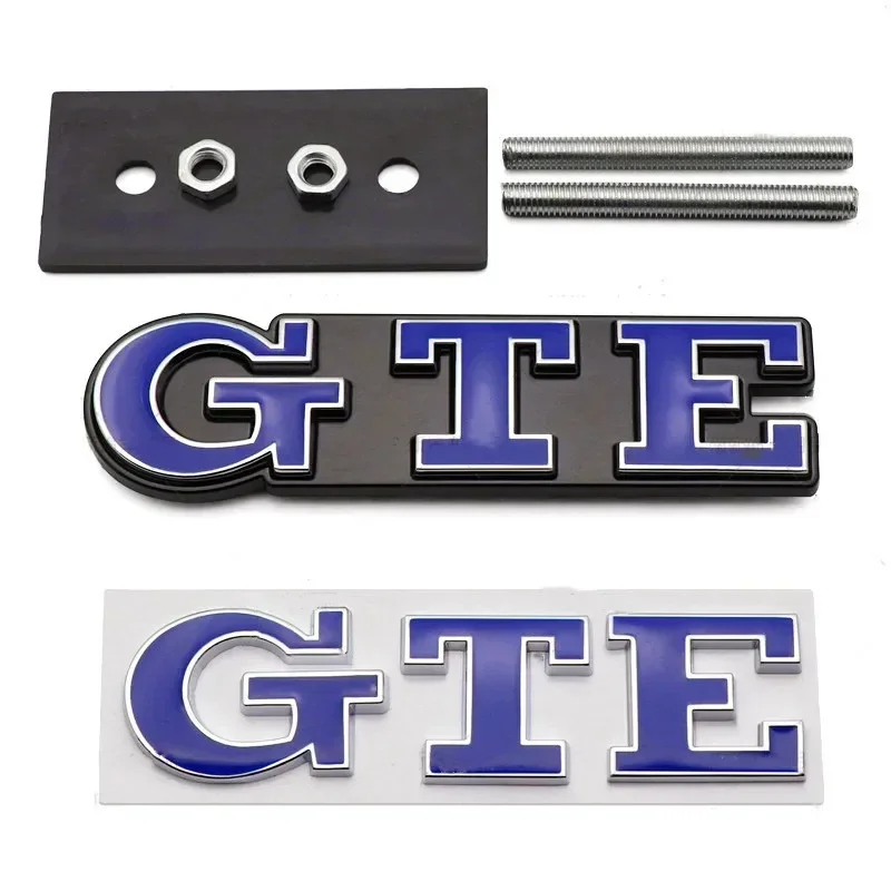 3D Metal Blue GTE Letter Rear Trunk Front Grille Car Emblem Badge Sticker Decal For VW Golf 7 GTE MK7 5 7.5 8 Passat Accessories