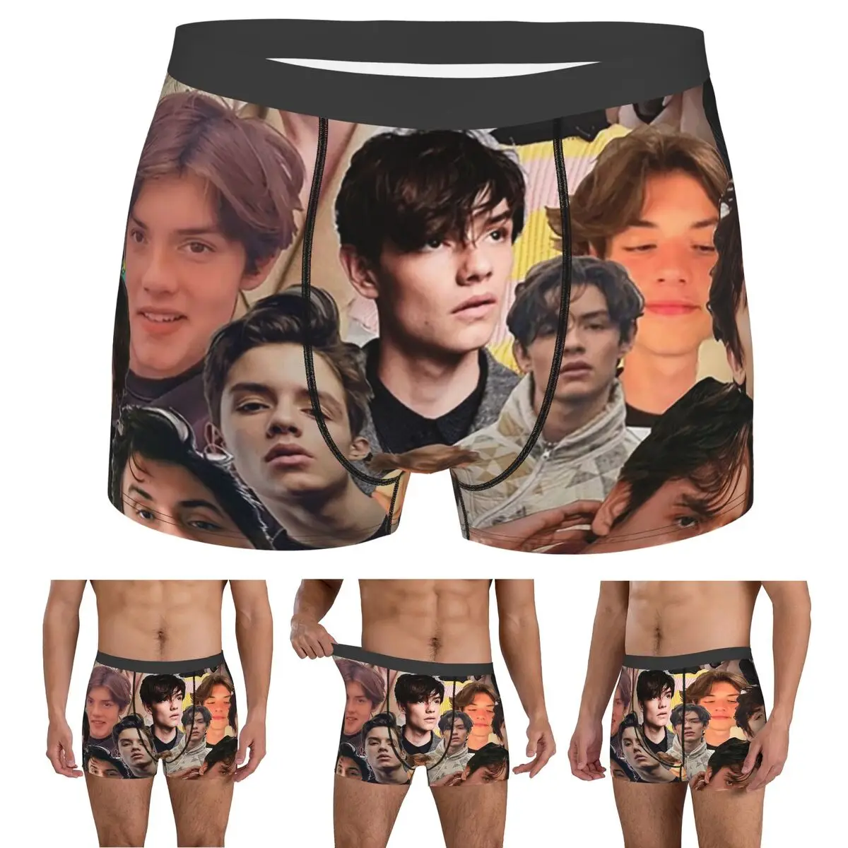 

Boxer Underpants Shorts Louis Partridge Photo Collage Panties Male Comfortable Underwear for Homme Man Boyfriend Gift