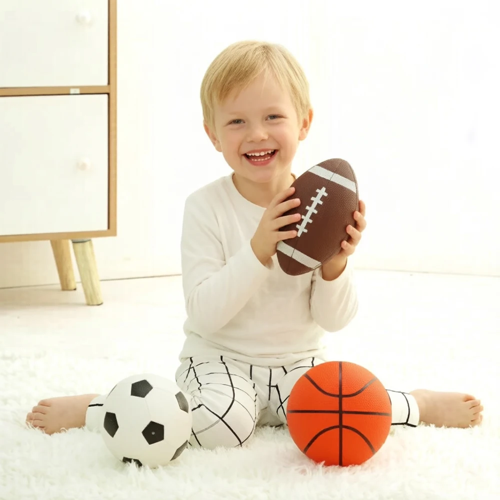 3Pcs Kids Sport Balls Set Mini Inflatable Basketball Football Rugby Toy small Outdoor indoor Soccer for Children kids Training