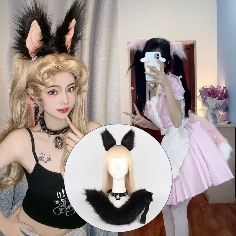 

Повязка на голову с кошачьими ушками Kemonomimi и хвостом, очаровательный набор аксессуаров для косплея