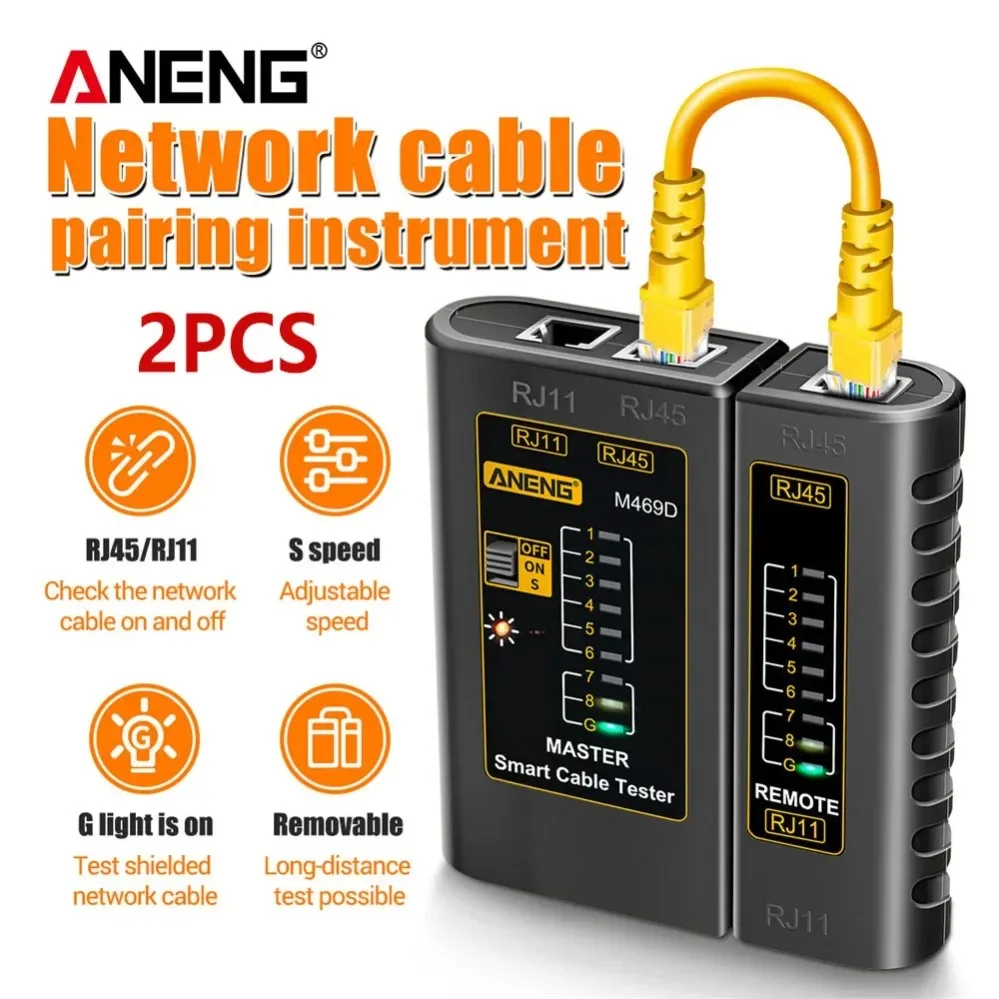 

Тестер сетевых кабелей ANENG, анализатор сети, тестер кабелей RJ45, RJ11, RJ12, CAT5, UTP, инструмент для ремонта сетей, электрический инструмент.