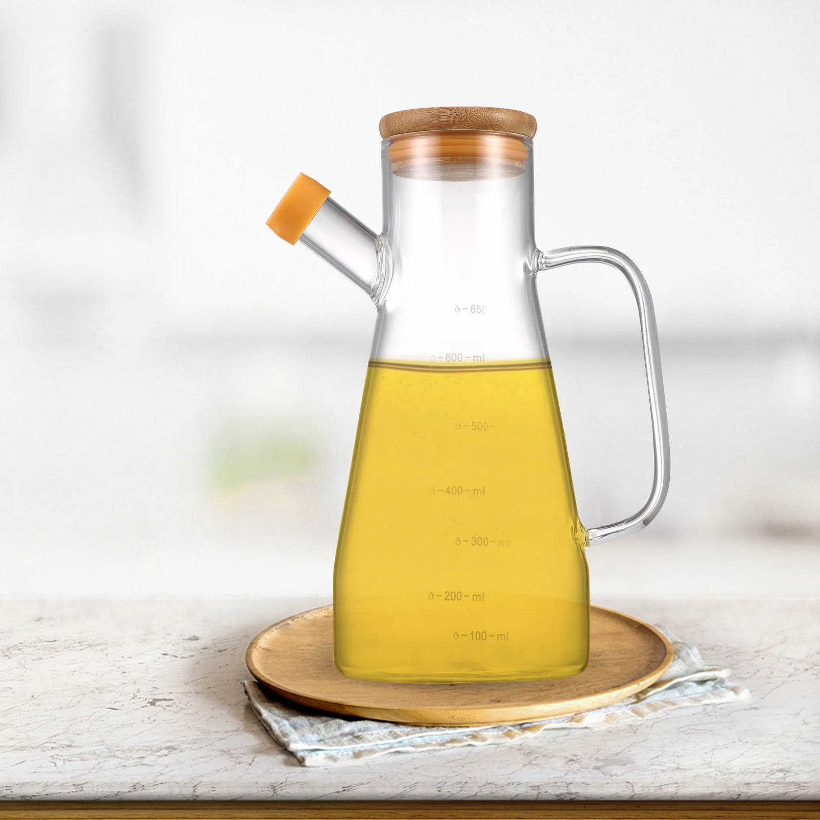 

1Pcs 650Ml Anti-Leak Oil Dispenser Premium Glass Kitchen Container Heat Resistant Smooth Wall Easy Clean Storage Bottle for Oil