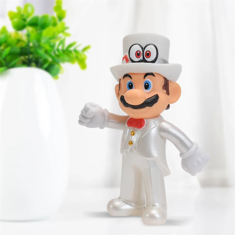 Kawaii Mario Bros Princess Peach Bowser Action Figures Toys Cute Bowser Jr. Anime Waluigi Pauline Anime Figure PVC Model Dolls