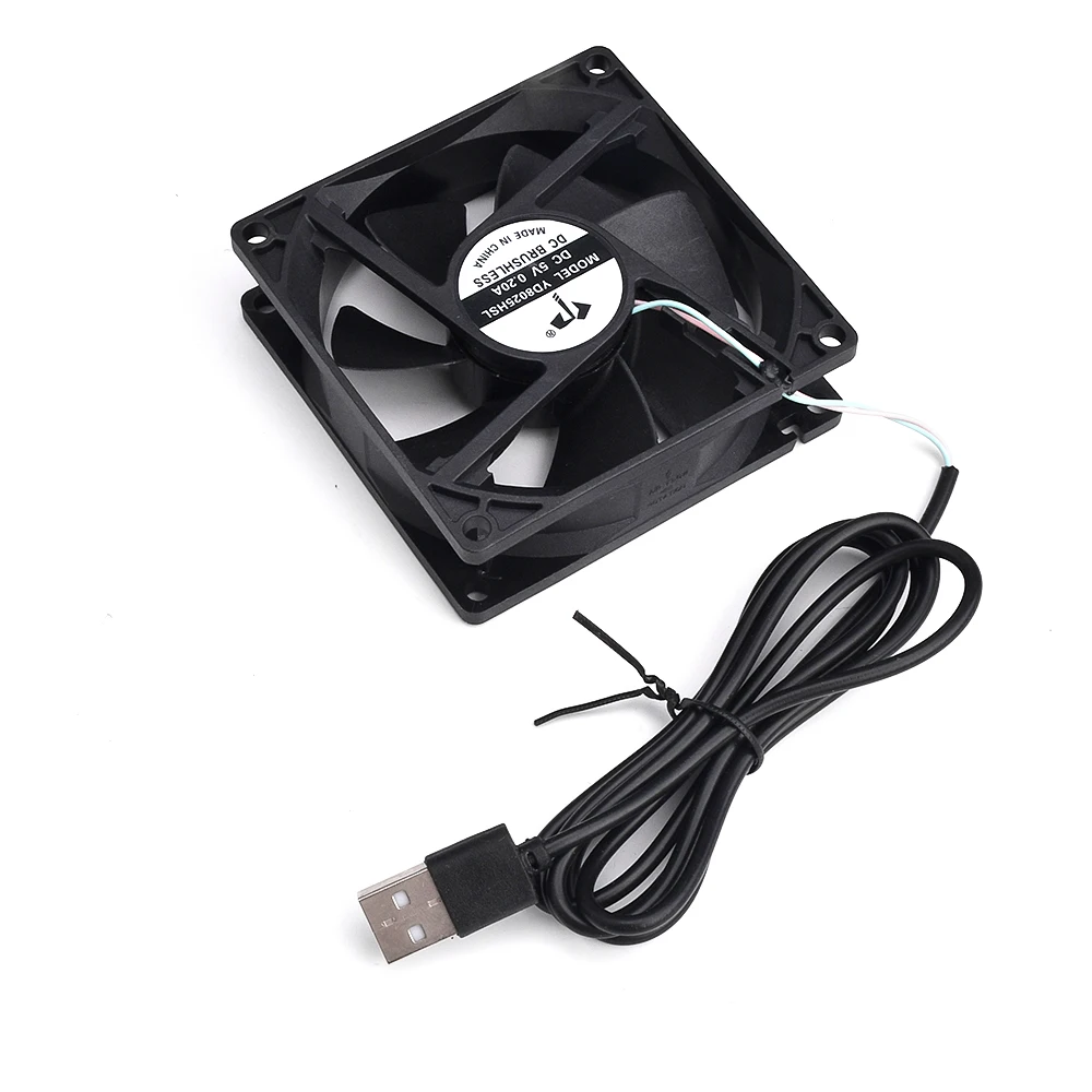 1.75W DC 5V Brushless Cooling Fan 8025 USB Computer Case PC CPU Oil-impregnated Cooler 2800RPM PBT Material Radiator 80mm X 25mm