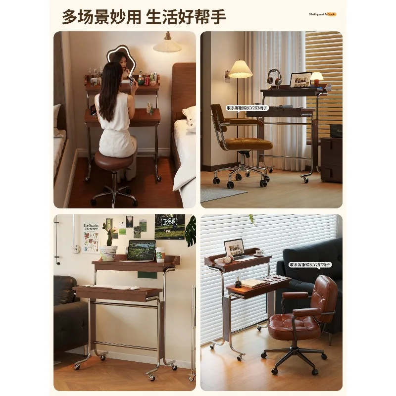 Medieval solid wood lifting computer desk household workbench small desk removable desk Bauhaus small apartment