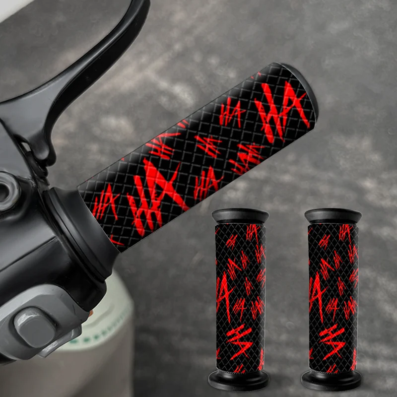 2PCS Funny HAHAHA Motorcycle Grip Stickers Diamond-shaped Check Waterproof Non-slip Self-adhesive Decoration for Bicycle Grips