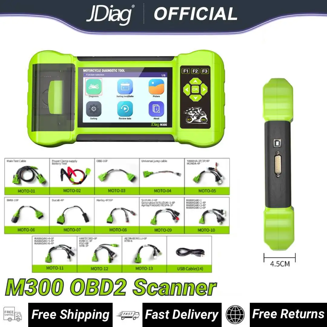 

JDiag M300 мотоциклетные диагностические инструменты OBD2 сканер тестер батареи диагностический ABS двигатель для BMW Ducati Harley Honda Yamaha Bajaj