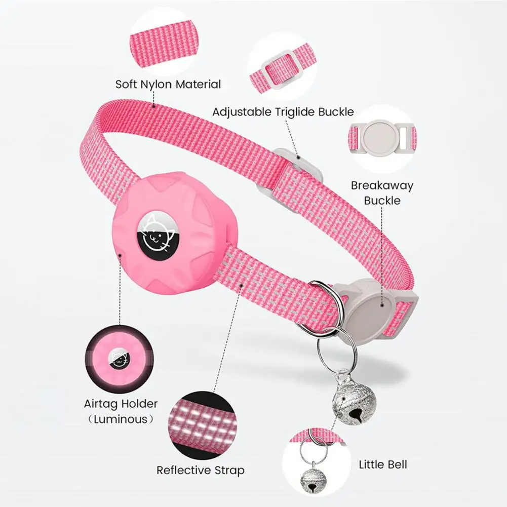 Dog Walking Gear Durable Dog Collar Waterproof Cat Tracker Collar with Reflective Strips Safety Elastic Buckle for Small for Cat