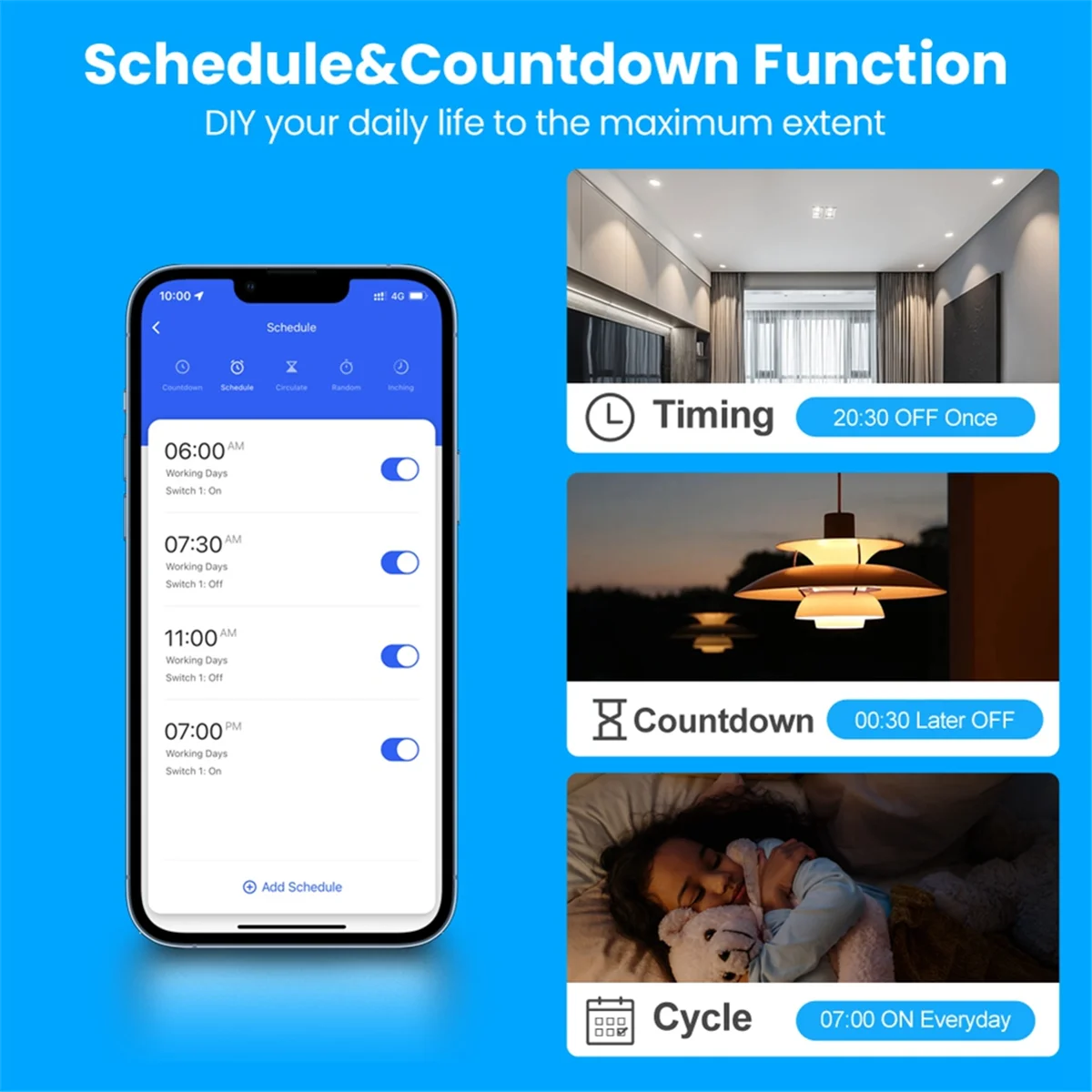 

Hot! Tuya WiFi Smart Brazil Wall Switch and Socket,Standard Panel 4 Buttons Switch for Alexa Google Home Black