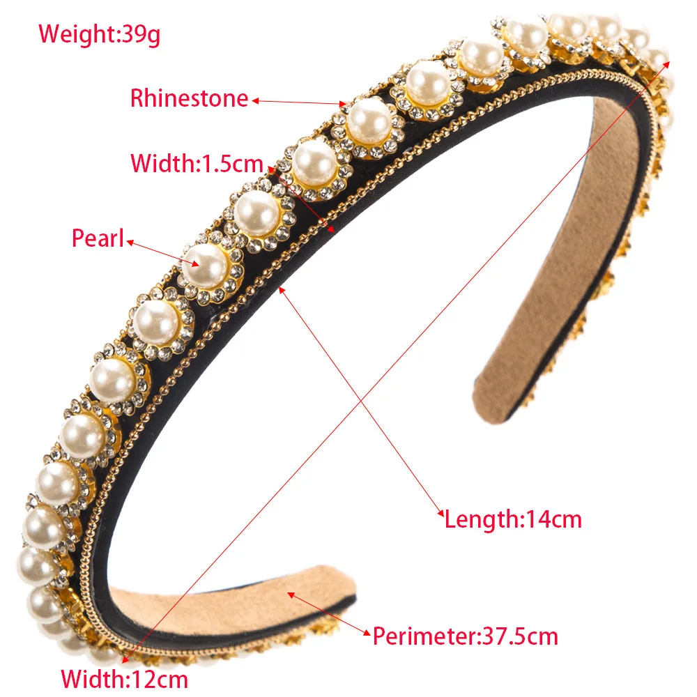 Fashion Thin Edges Baroque Pearl Headband Female Elegance Retro High Sense Dinner Party Dance Hair Accessories