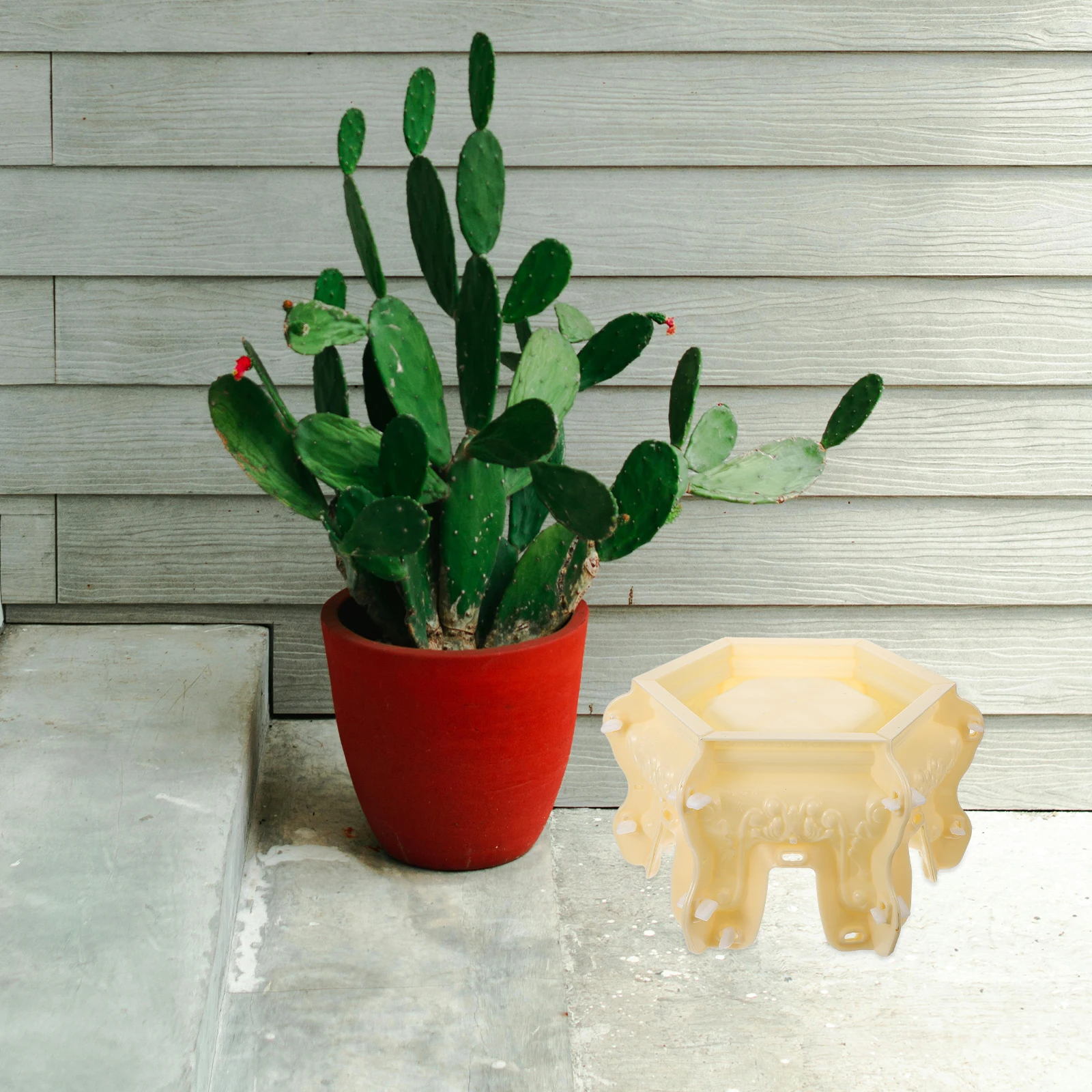 

Plastic Flower Pot Base 26cm Hexagon Decorative Concrete Casting Molds for DIY Planter Stands Plants Succulents