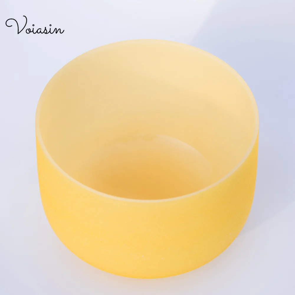 

8-12inch Warmth Yellow Singing Bowl，Pure Frosted Quartz Crystal, Meditation, Crown Chakra,440/432hz with Free Mallet, O-ring Set