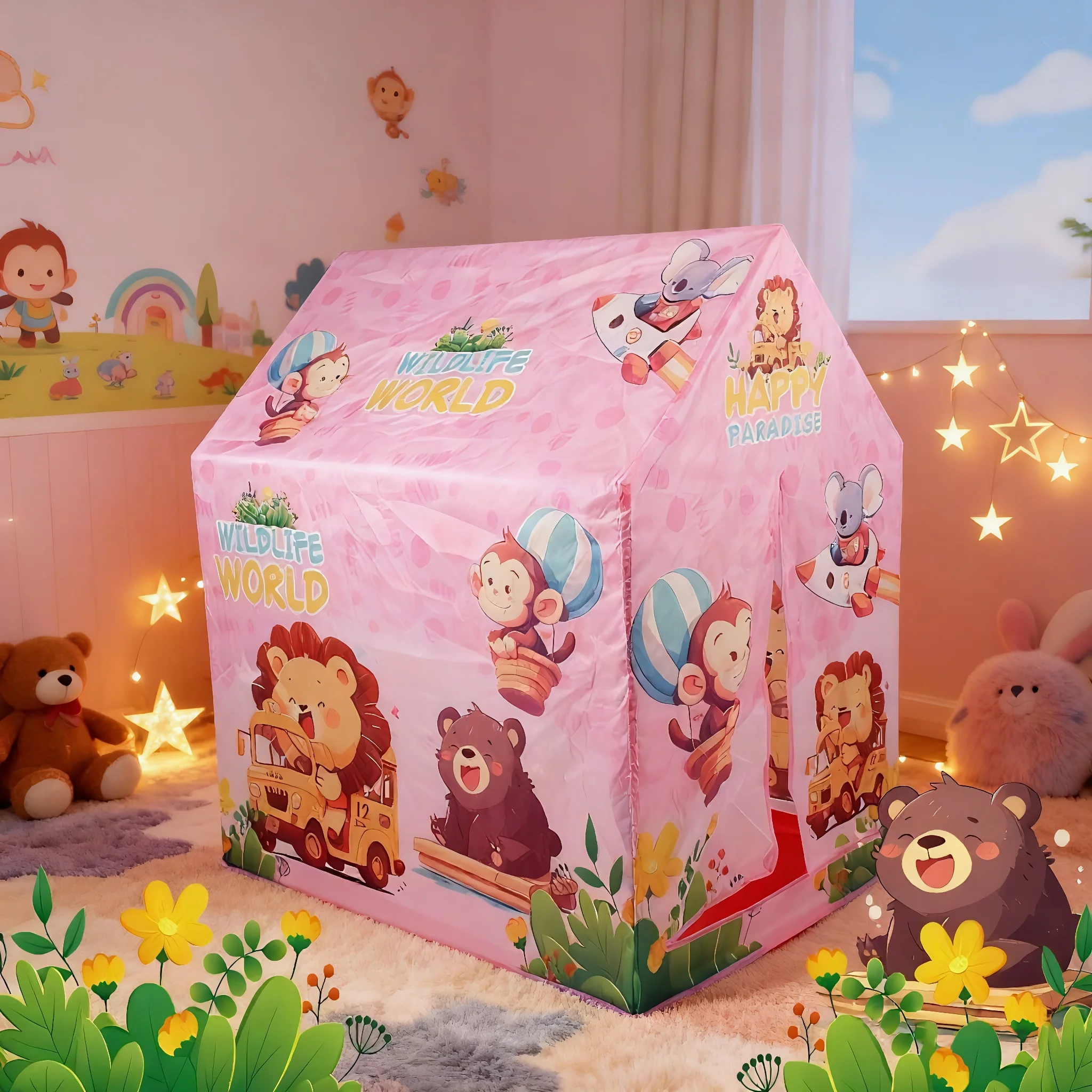 Zabawny namiot-królik dla dzieci, przenośny namiot do zabawy na zewnątrz, składany domek-zabawka, idealny prezent urodzinowy i świąteczny dla chłopców i dziewczynek, prezent na Boże Narodzenie, akcesoria nie są dołączone.