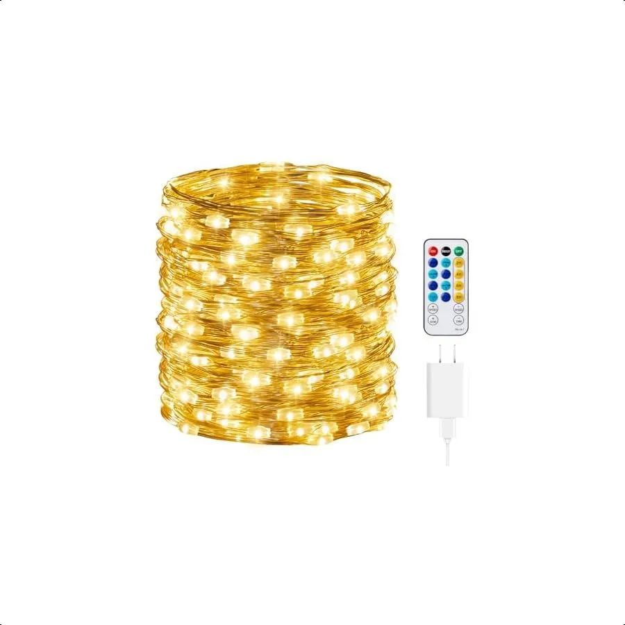 

Fairy Lights with Remote 66 Feet 200 Led Firefly String Lights Plug in for Bedroom Home Wall Ceiling Christmas Tree Wreath Craf