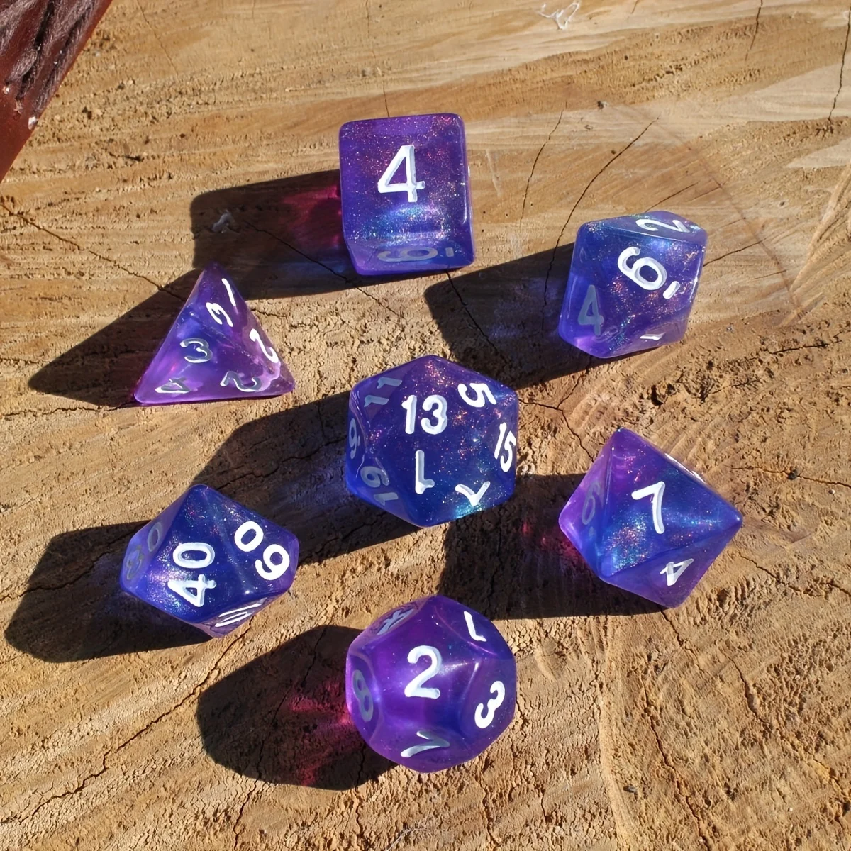 7Pcs/Set Indigo Depths Galaxy Starry Sky Dice for DND Dungeons and Dragons Table Games D&D RPG Tabletop Roleplaying