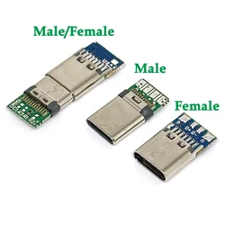 USB 3.1 type c Male/Female Connectors Jack Tail 24pin usb Male Plug Electric Terminals welding DIY data cable Support PCB Board
