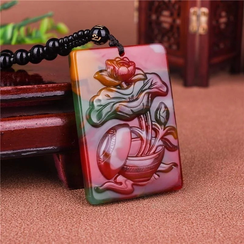 Lotus-Brand Cai Yu Flower Pendant, Safe Health Card