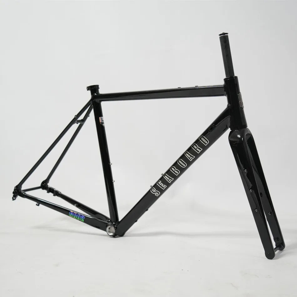Seaboard Road Bicycle Frame GR02 Gravel Off-Road Disc Brake Aluminum Alloy Frameset, 700C Cylinder Shaft With Carbon Fork view 2
