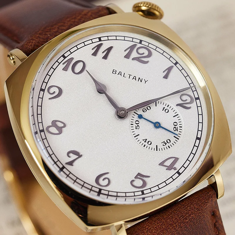 Baltany American 1921 Homage Watches ST1701 Gold Case Sapphire Crystal 5ATM Square Stainless Steel Automatic Dress Wristwatch