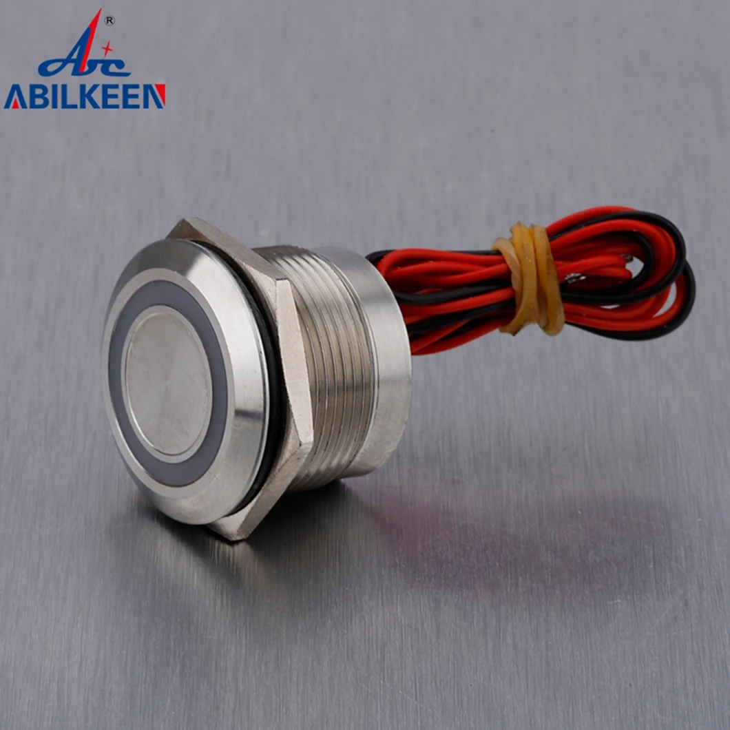 ABILKEEN 22MM Chamfer Surface Electric Piezo Switch Self-Latching/Momentary with LED Ring Illuminate