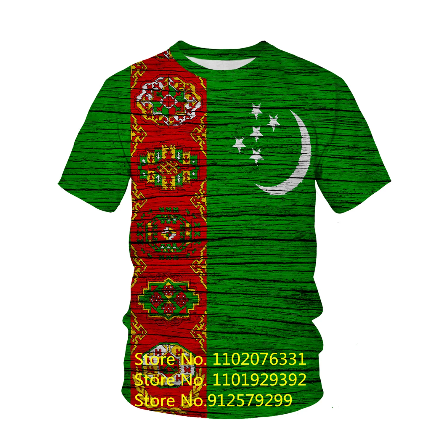 Men's Fashion Turkmenistan Flag 3D Printing Casual Sports T-shirt Harajuku Retro Short-sleeved Top