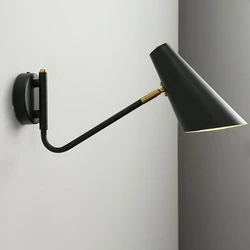 American LED Wall Lamps Modern with Plug Adjustable Swing Long Arm Internal Home Decor Bedside Lighting Decor Sconce Lights